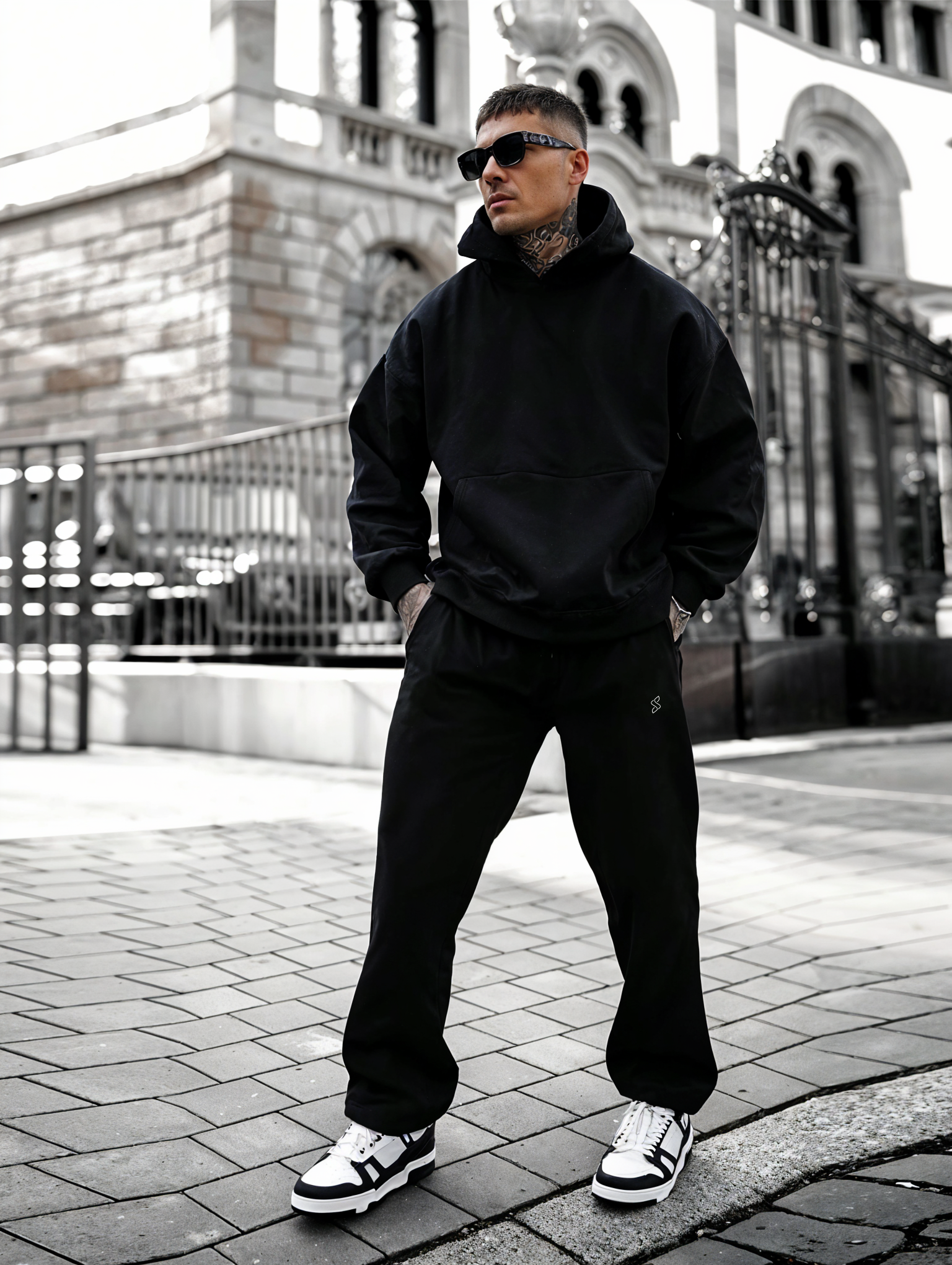 Black - Premium Fleece Tracksuit - Co-ord Set Strong Soul Shirts & Tops