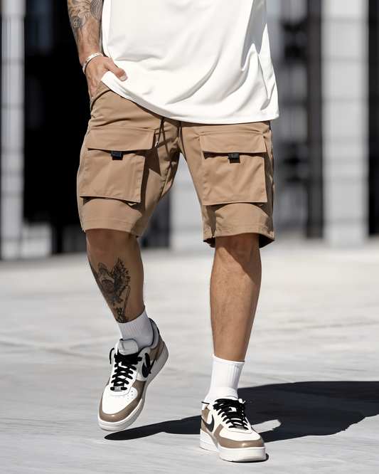 Flap Pocket T-Shorts & Shorts - White Beige - Co-ord Set