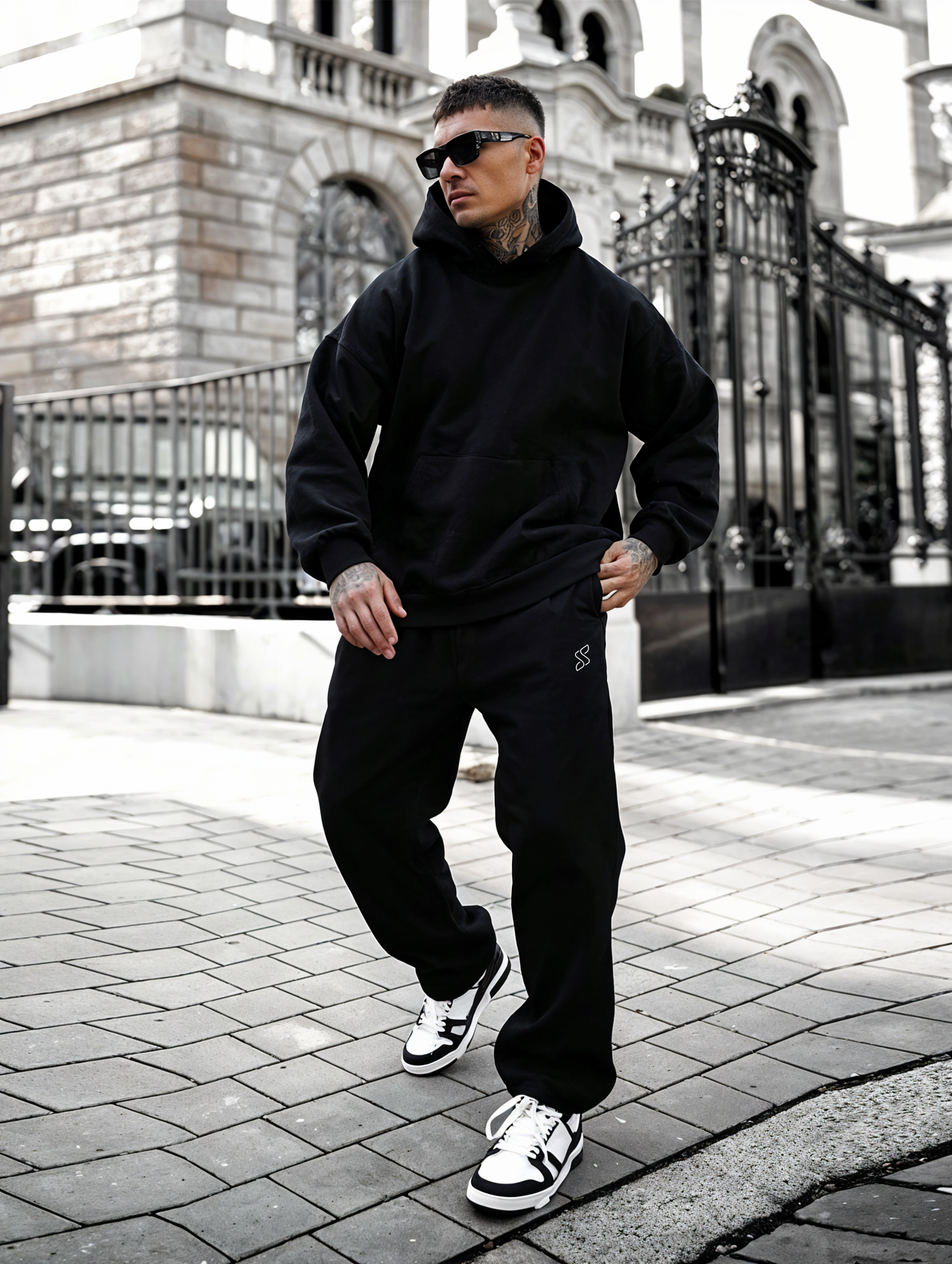 Black - Premium Fleece Tracksuit - Co-ord Set Strong Soul Shirts & Tops