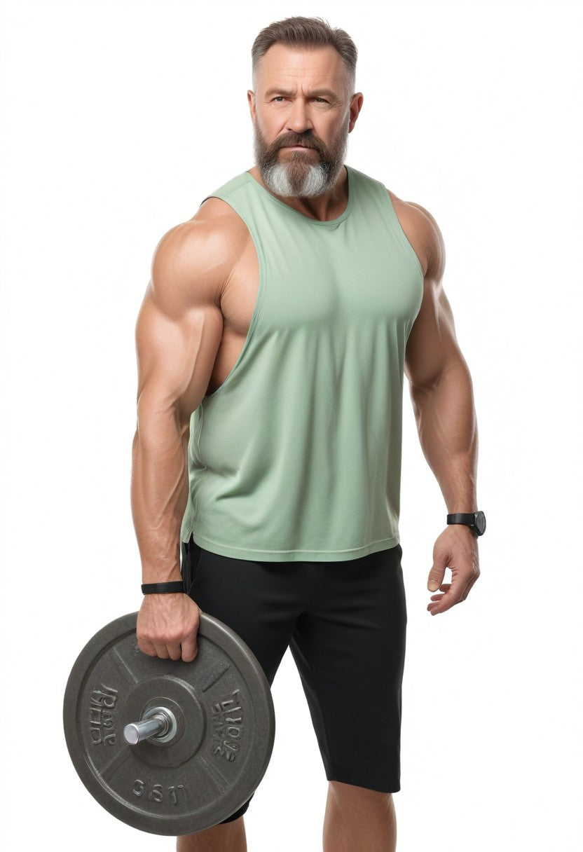 MuscleDaddy Power Tank - Drop Arm - Sage Green