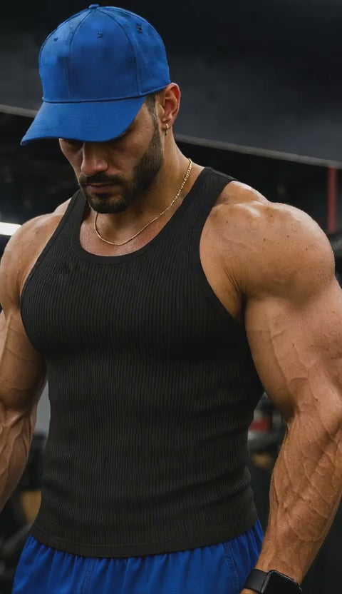 Black - T111 - Rib Gym Tank Top