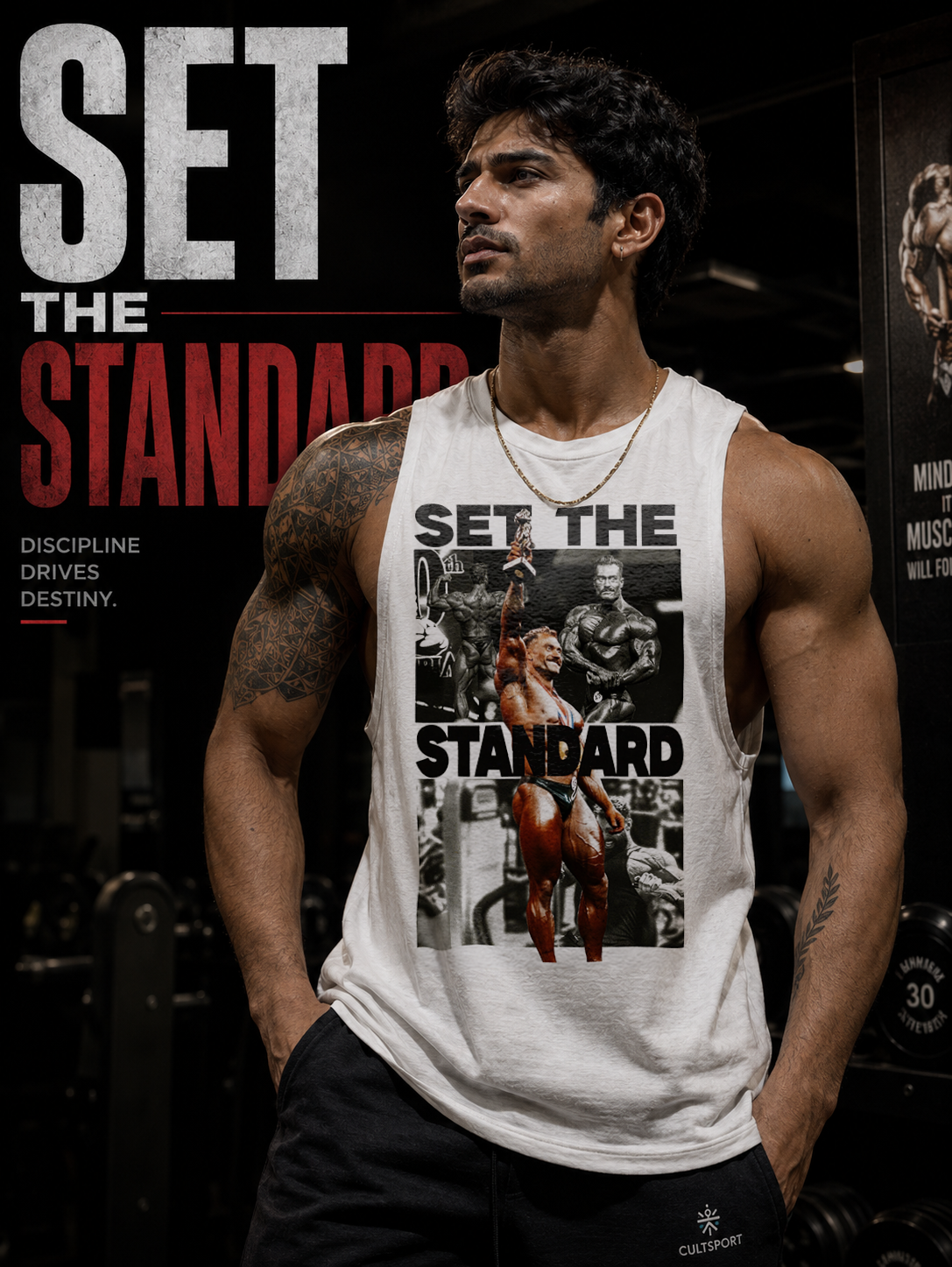 Set The Standard - White - T101 - Muscle Daddy