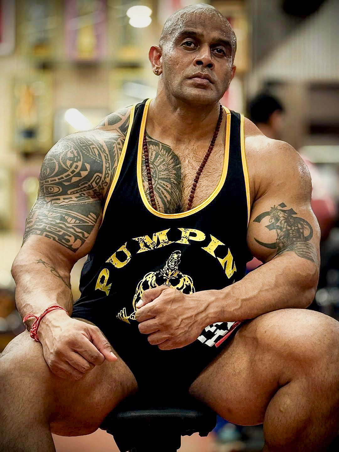 Black Yellow - T109 - Pumping Iron - Gym Tank Top