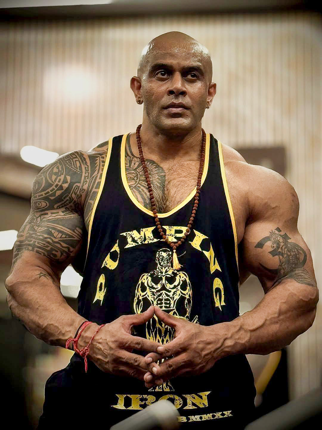 Black Yellow - T109 - Pumping Iron - Gym Tank Top