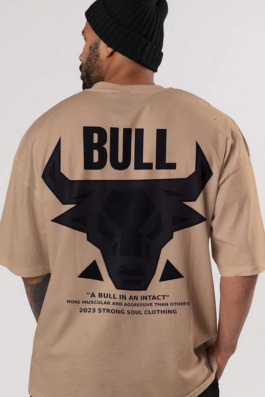 The BULL - Beige - Gym Oversized T Shirt Strong Soul Shirts & Tops