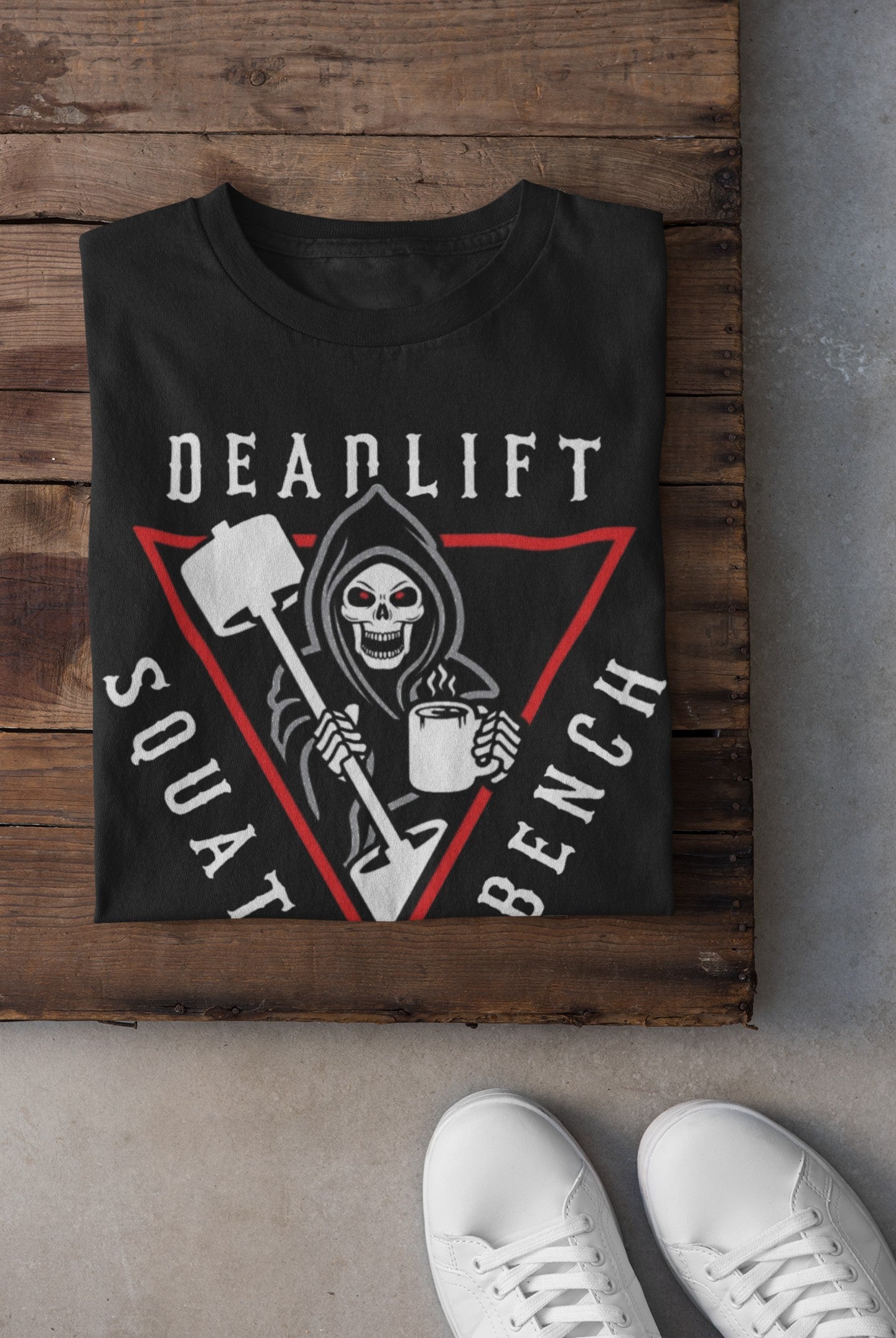 Gym T Shirt - Deadlift Squat Bench - Men T-Shirt with premium cotton Lycra. The Sports T Shirt by Strong Soul