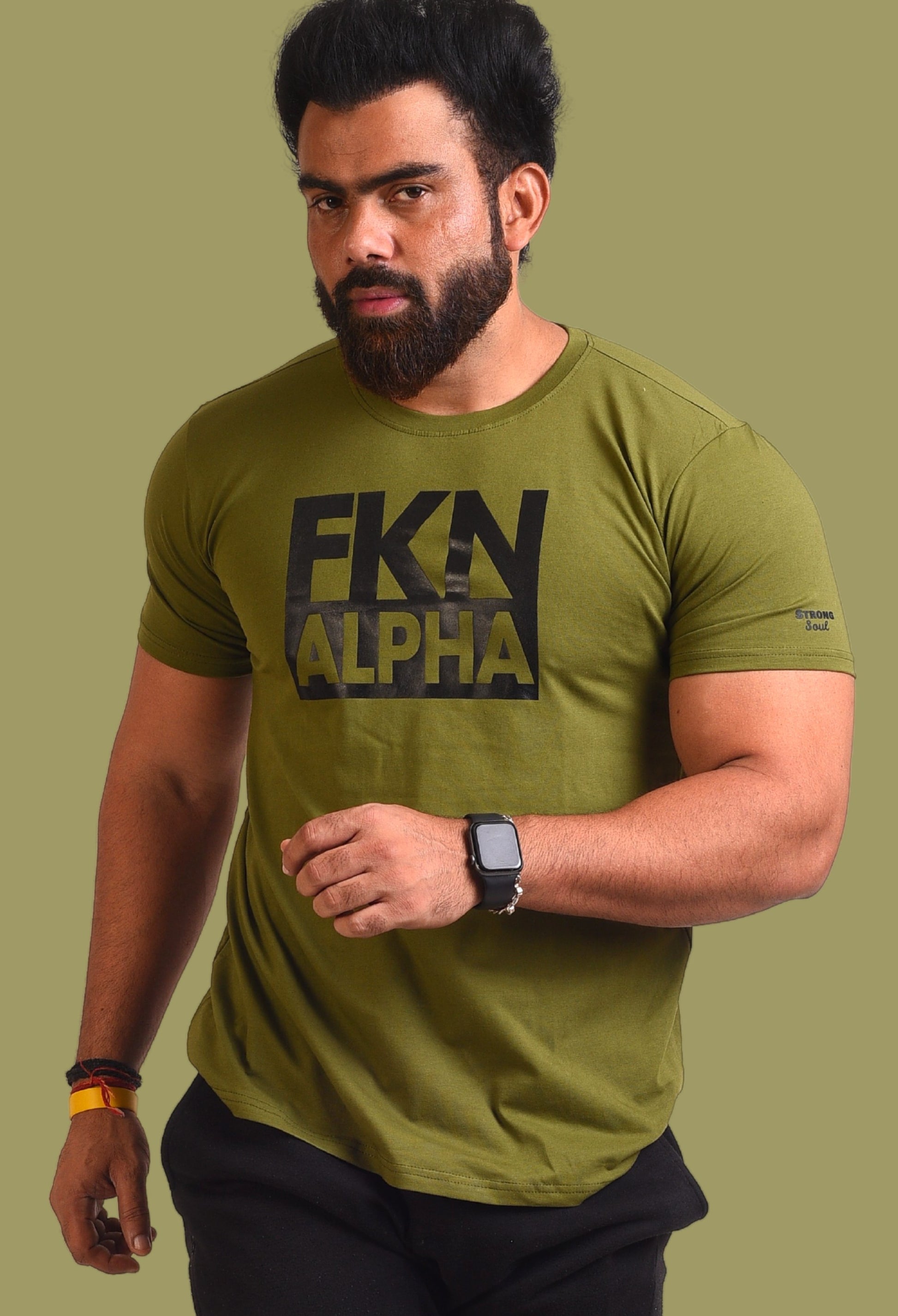 Gym T Shirt - Fkn Alpha - Men T-Shirt with premium cotton Lycra. The Sports T Shirt by Strong Soul