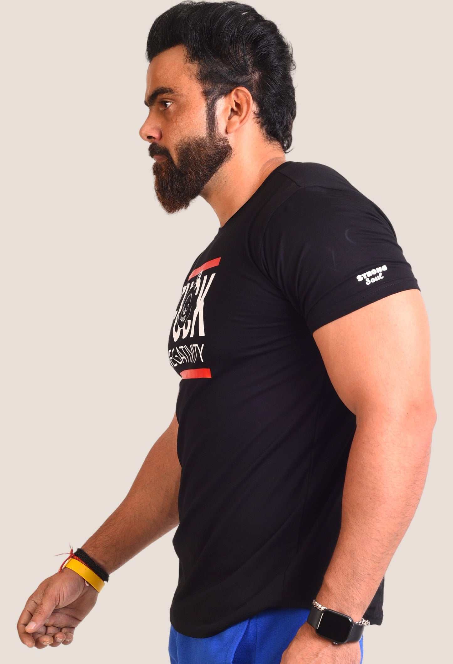 Gym T Shirt - Fuck Negativity - Men T-Shirt with premium cotton Lycra. The Sports T Shirt by Strong Soul