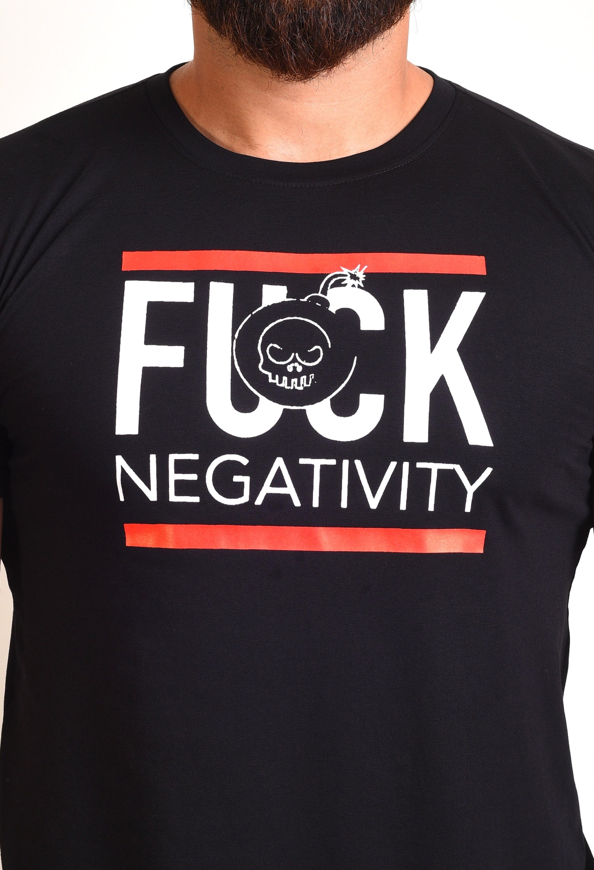 Gym T Shirt - Fuck Negativity - Men T-Shirt with premium cotton Lycra. The Sports T Shirt by Strong Soul