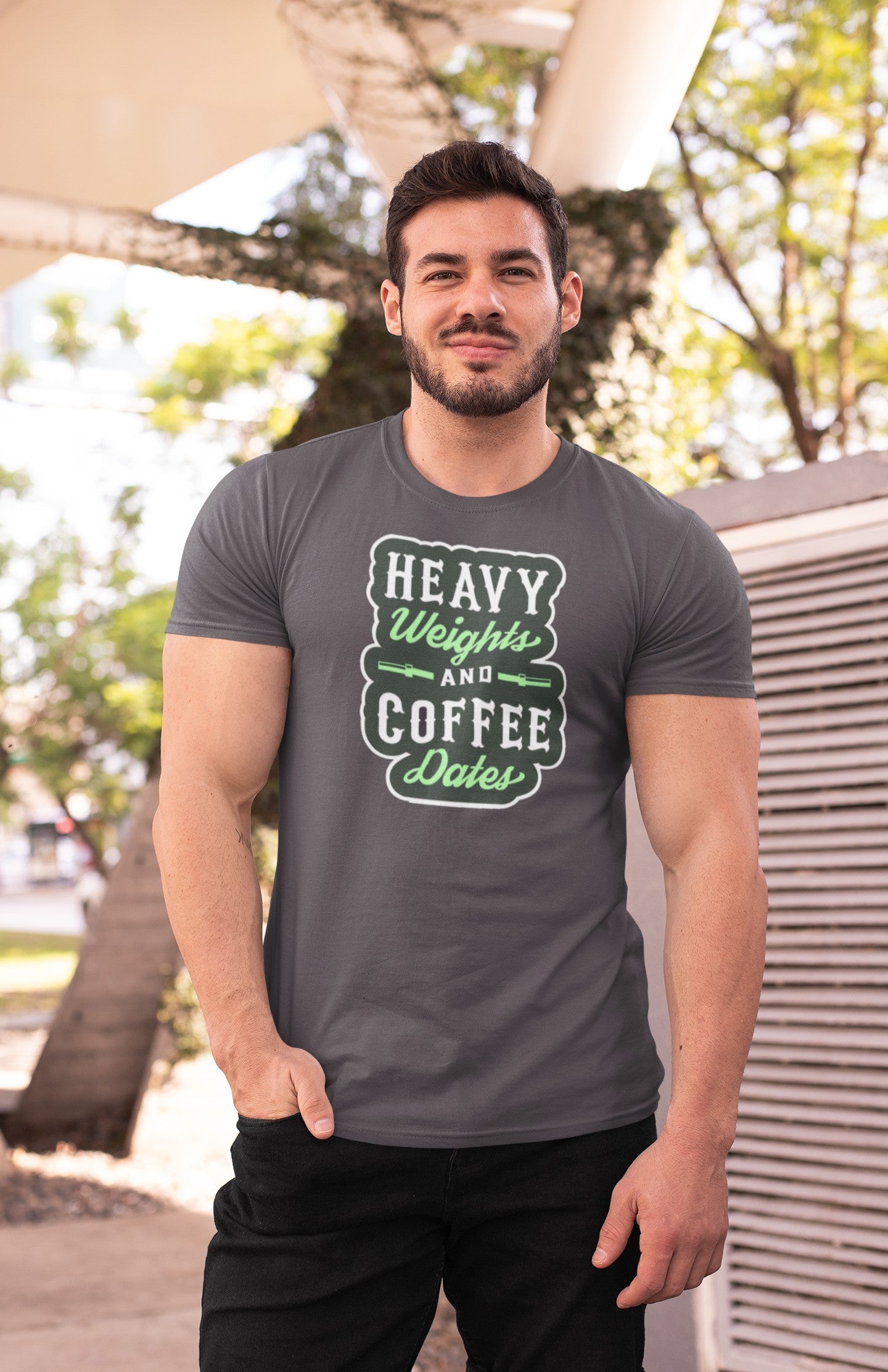 Gym T Shirt - Heavy Weights And Coffee Dates - Sports T Shirt - Strong Soul