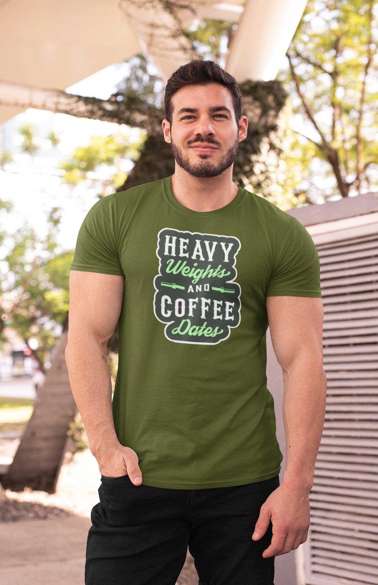 Gym T Shirt - Heavy Weights And Coffee Dates - Sports T Shirt - Strong Soul