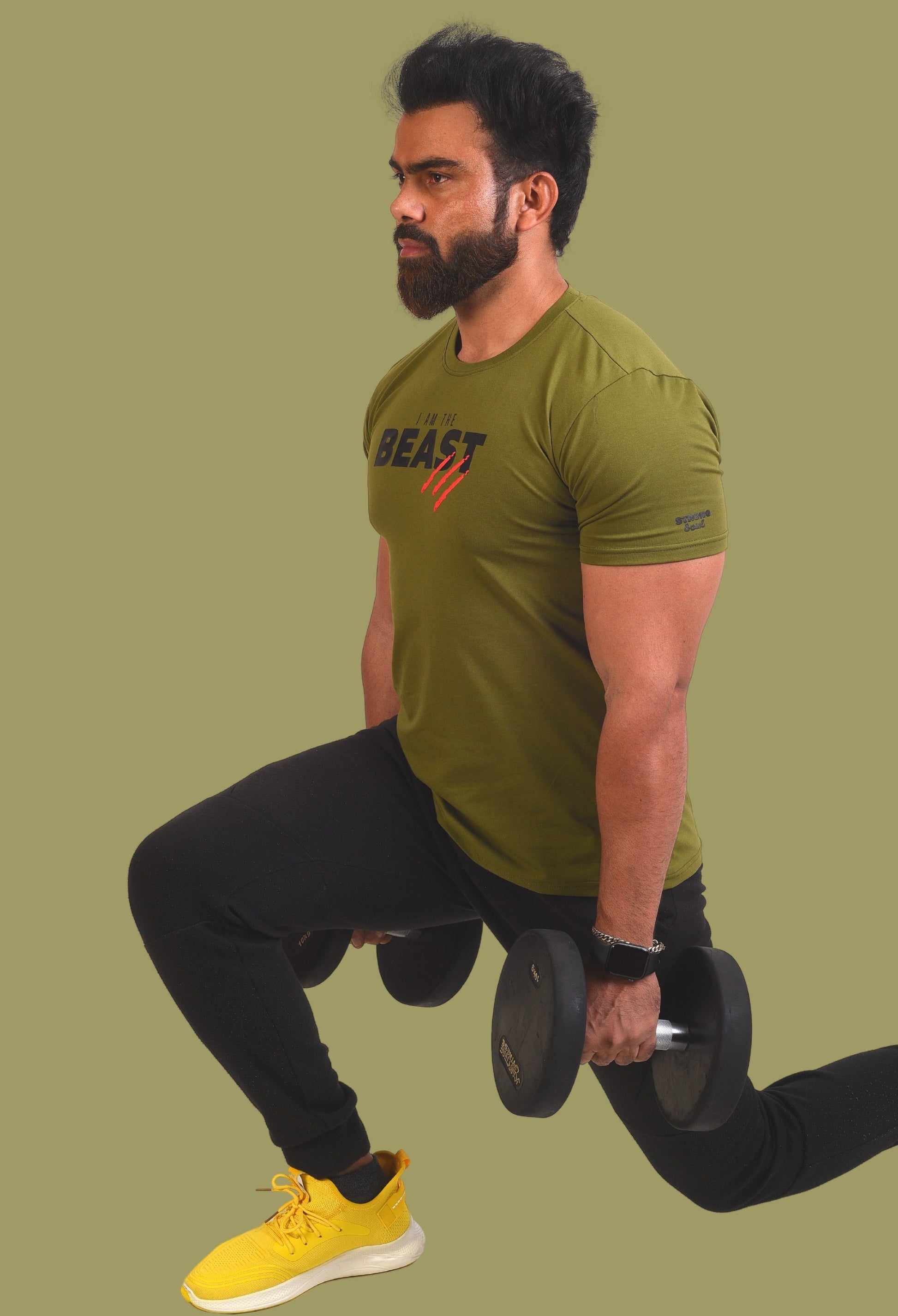 Gym T Shirt - I Am The Beast - Men T-Shirt with premium cotton Lycra. The Sports T Shirt by Strong Soul