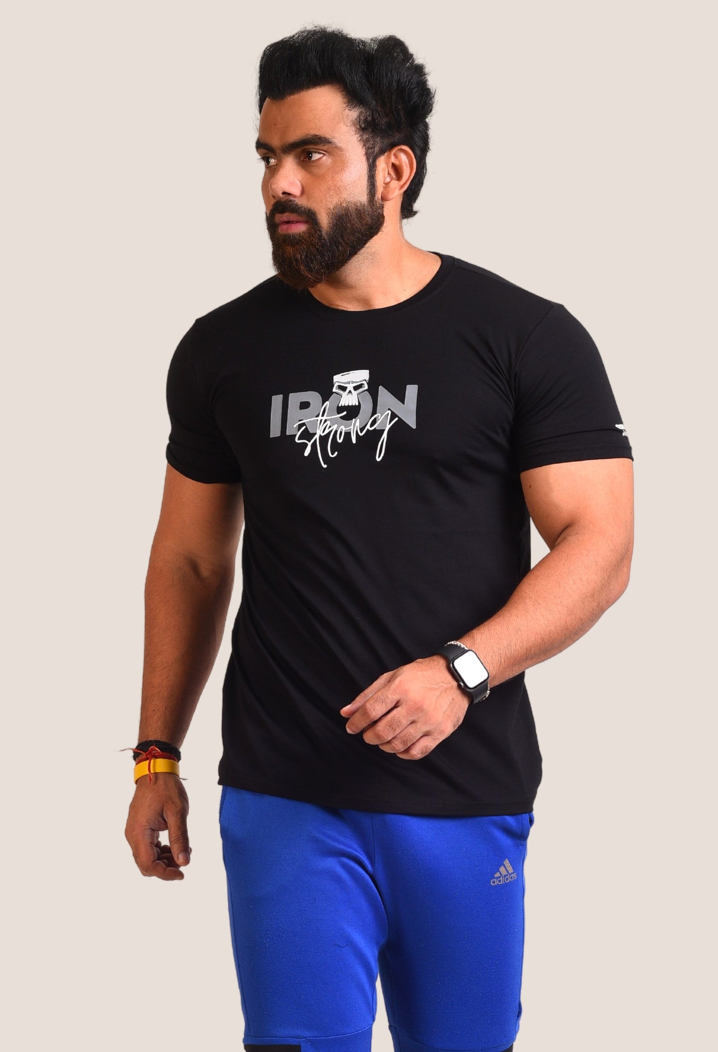 Gym T Shirt - Iron Strong - Men T-Shirt with premium cotton Lycra. The Sports T Shirt by Strong Soul