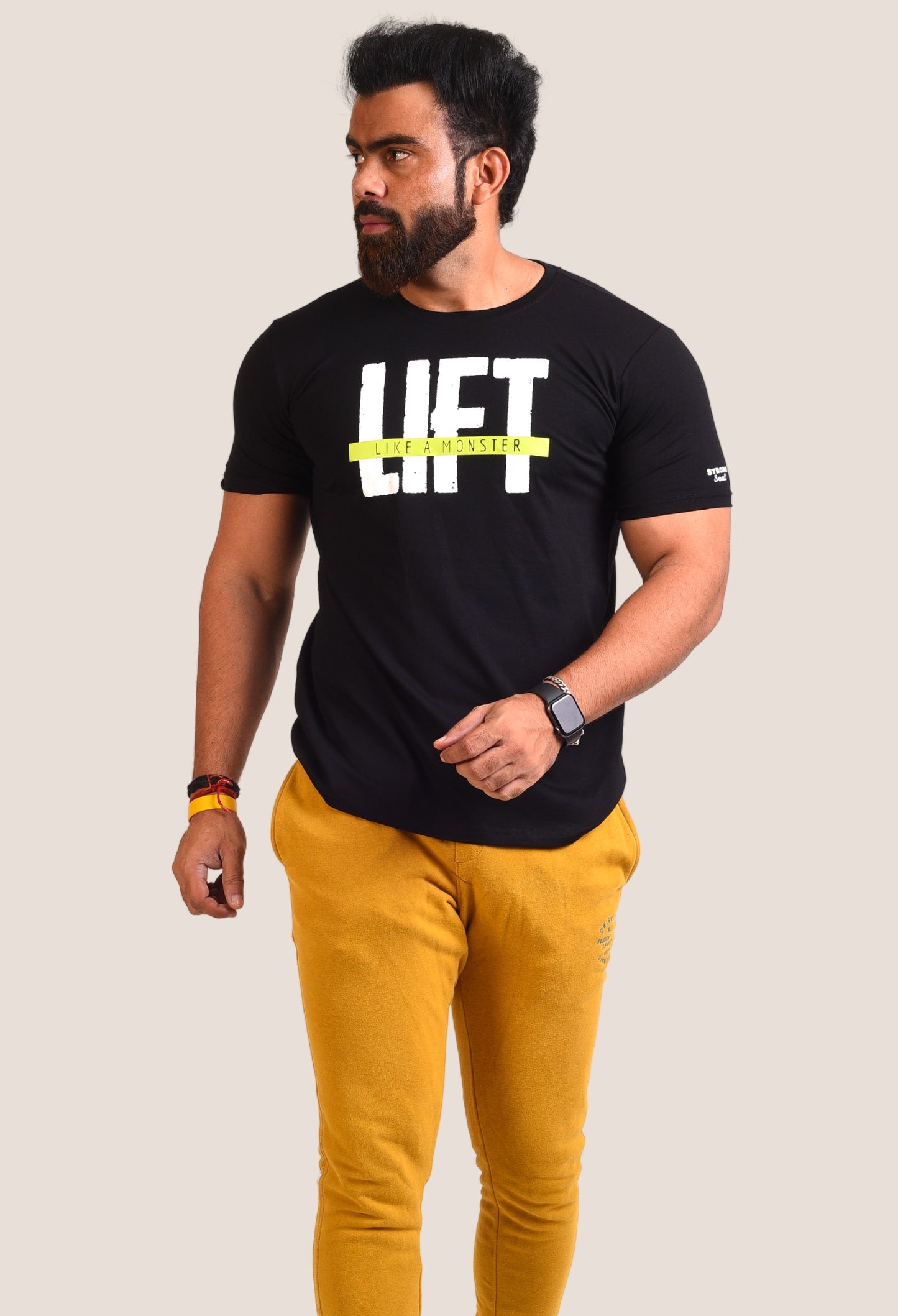 Gym T Shirt - Lift Like A Monster - Men T-Shirt with premium cotton Lycra. The Sports T Shirt by Strong Soul