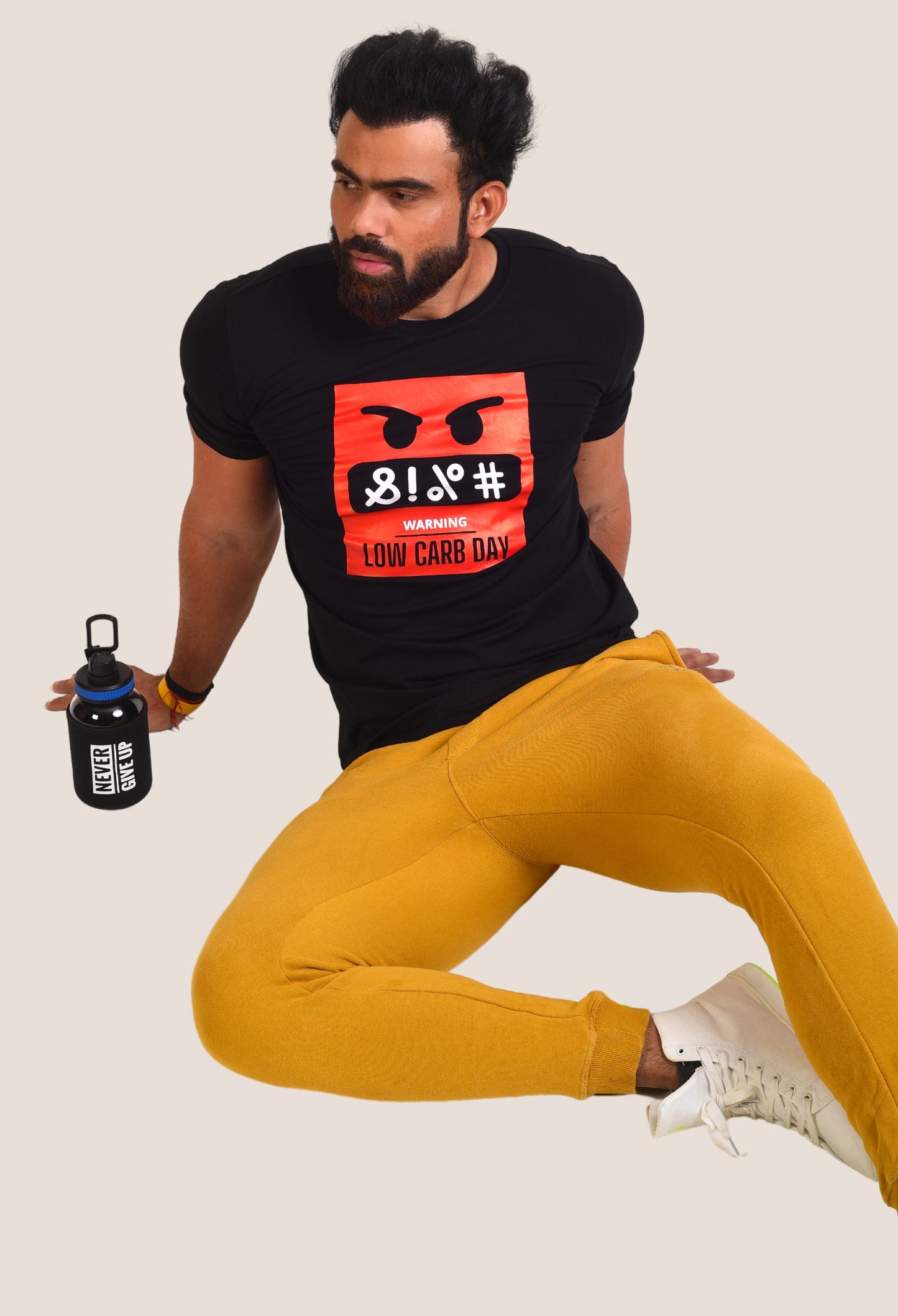 Gym T Shirt - Low Carb Day - Men T-Shirt with premium cotton Lycra. The Sports T Shirt by Strong Soul
