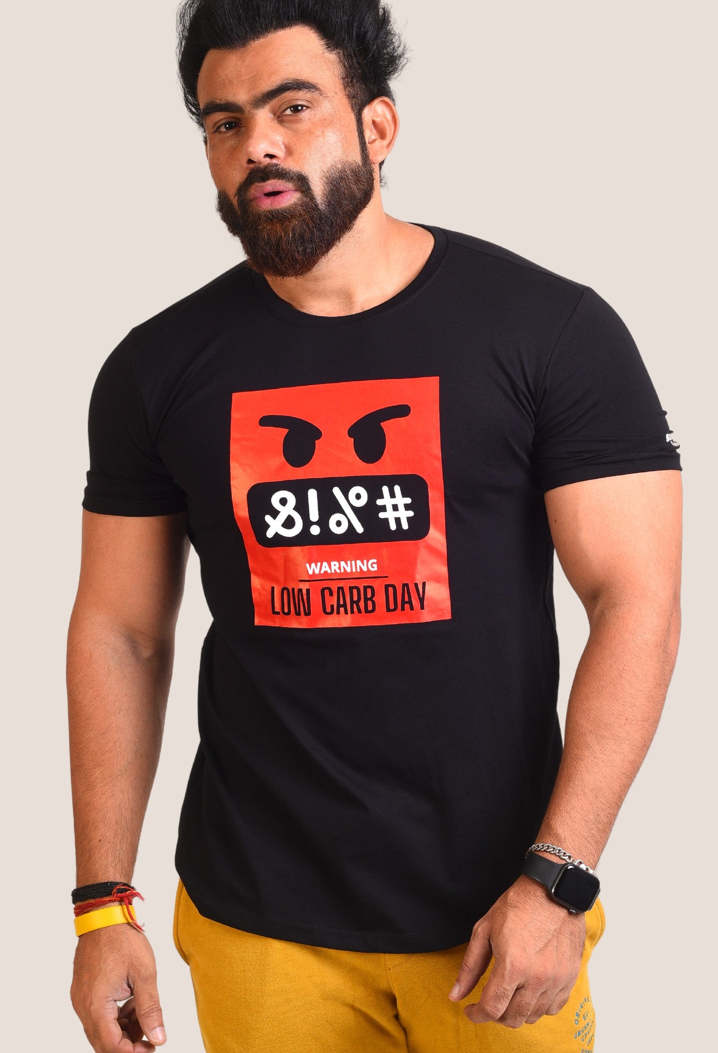 Gym T Shirt - Low Carb Day - Men T-Shirt with premium cotton Lycra. The Sports T Shirt by Strong Soul