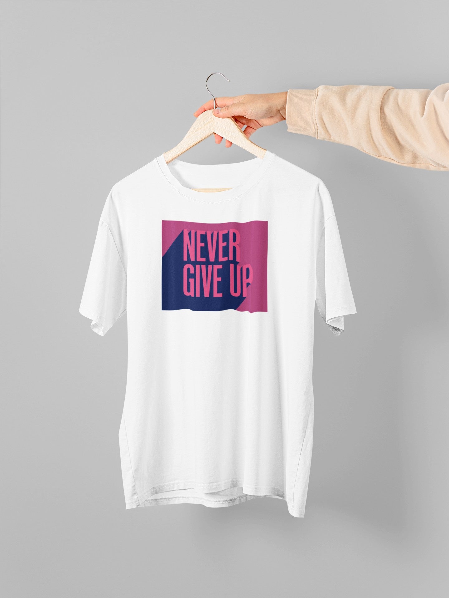 Gym T Shirt - Never Give Up 2.0 - Men T-Shirt with premium cotton Lycra. The Sports T Shirt by Strong Soul