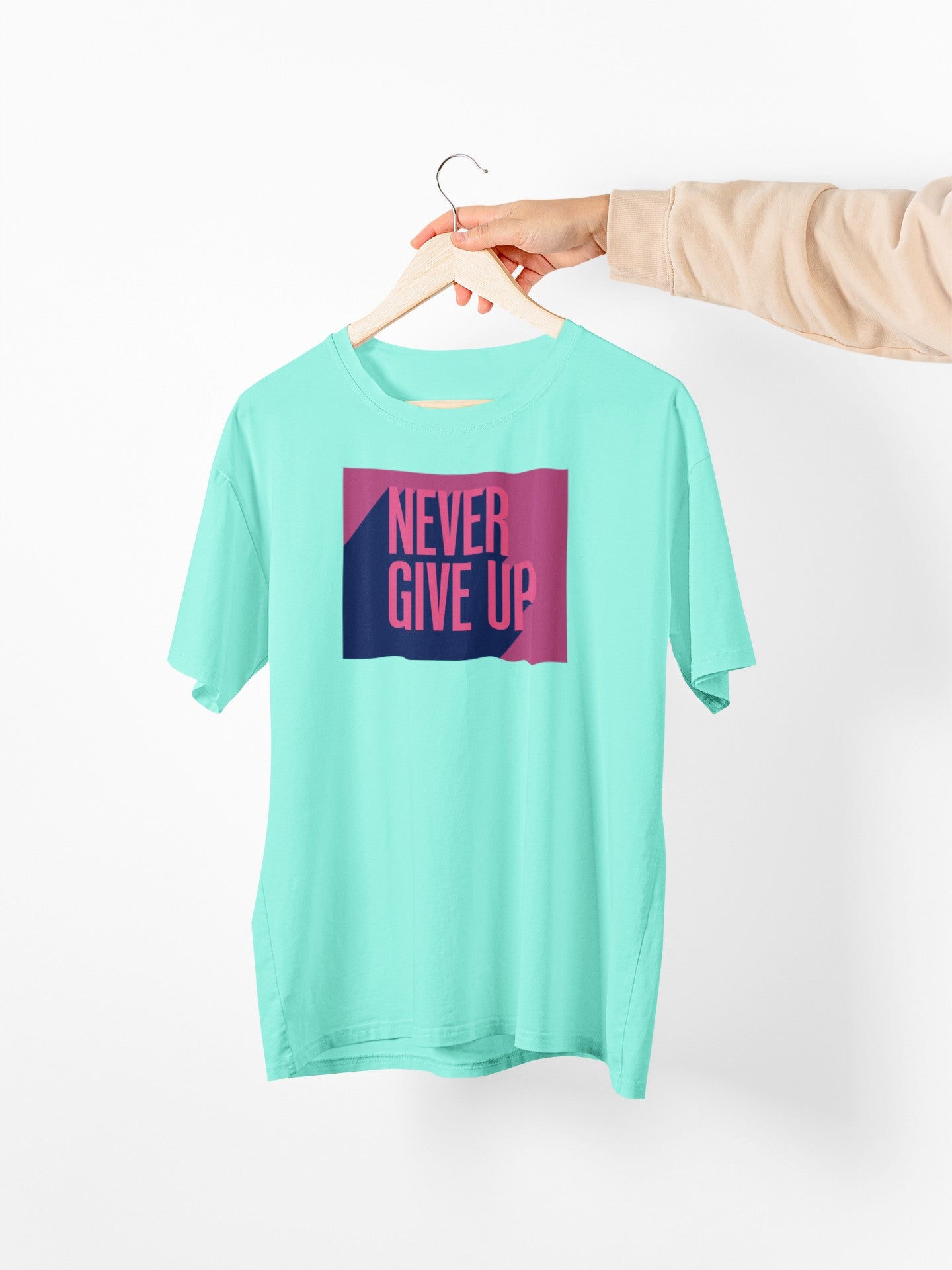 Gym T Shirt - Never Give Up 2.0 - Men T-Shirt with premium cotton Lycra. The Sports T Shirt by Strong Soul