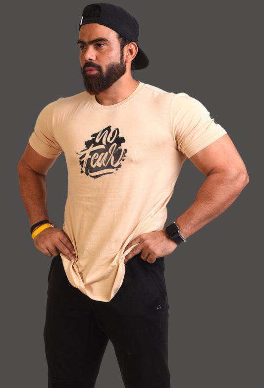Gym T Shirt - No Fear with premium cotton Lycra. The Sports T Shirt by Strong Soul