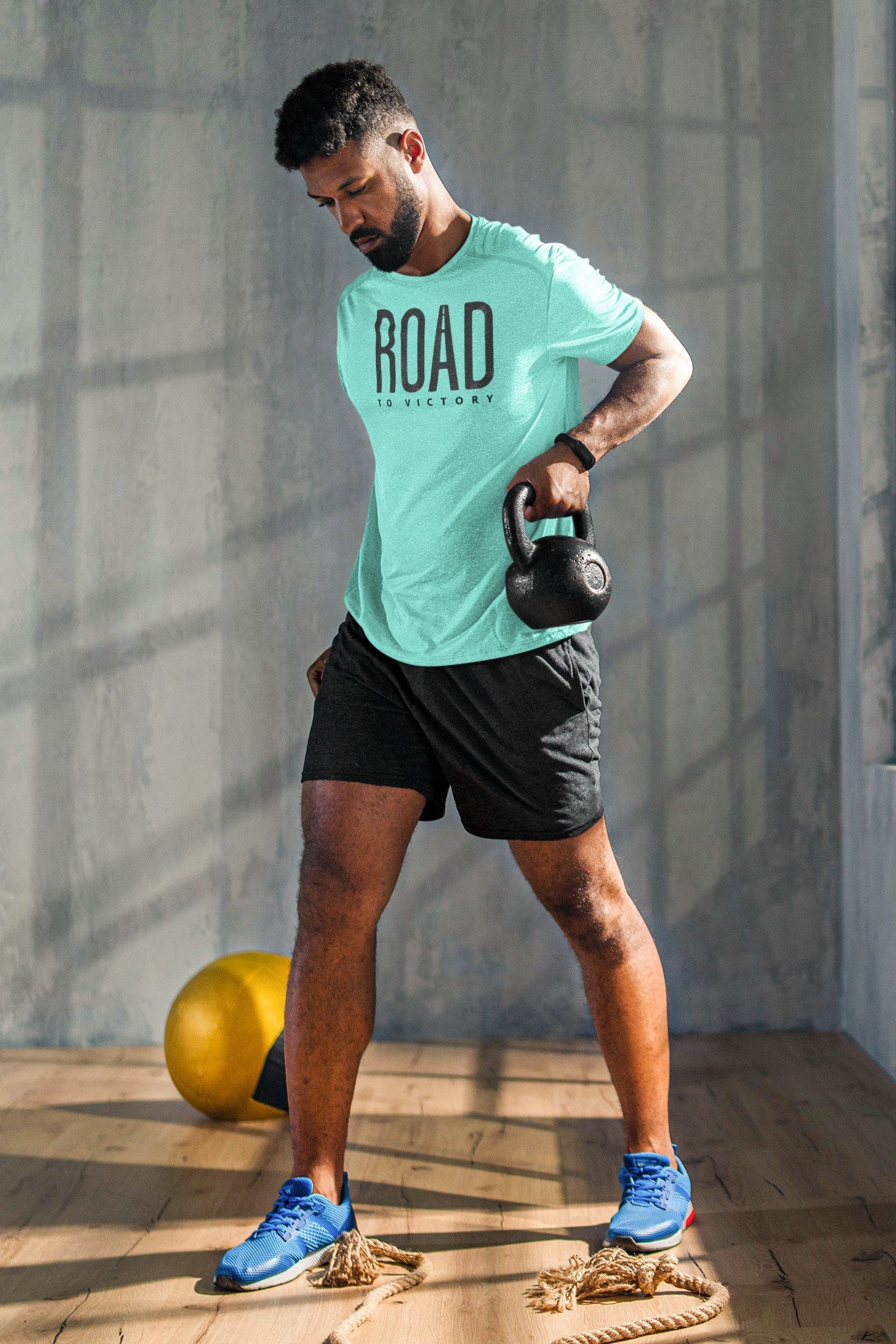 Gym T Shirt - On A Road To Victory with premium cotton Lycra. The Sports T Shirt by Strong Soul
