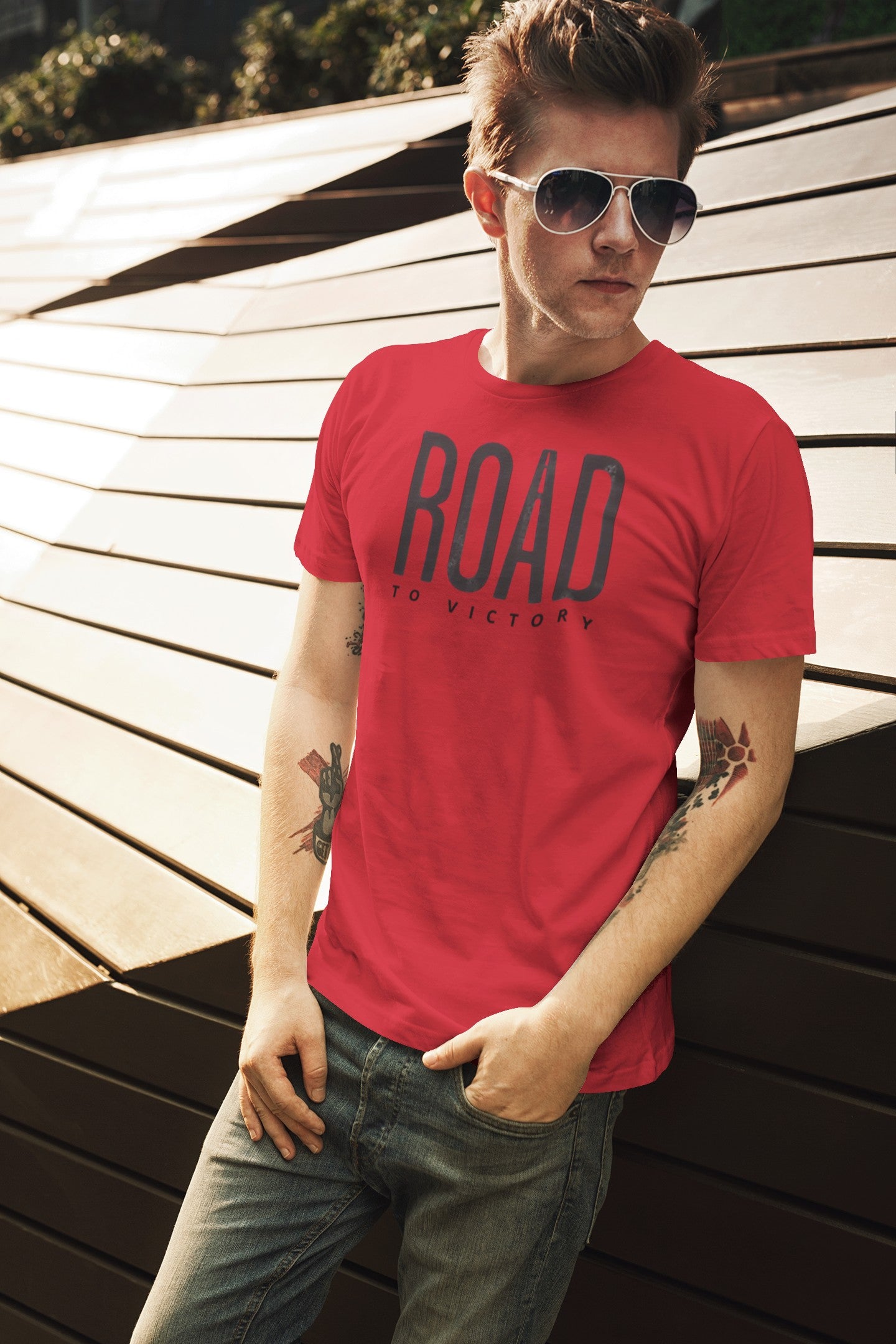 Gym T Shirt - On A Road To Victory with premium cotton Lycra. The Sports T Shirt by Strong Soul