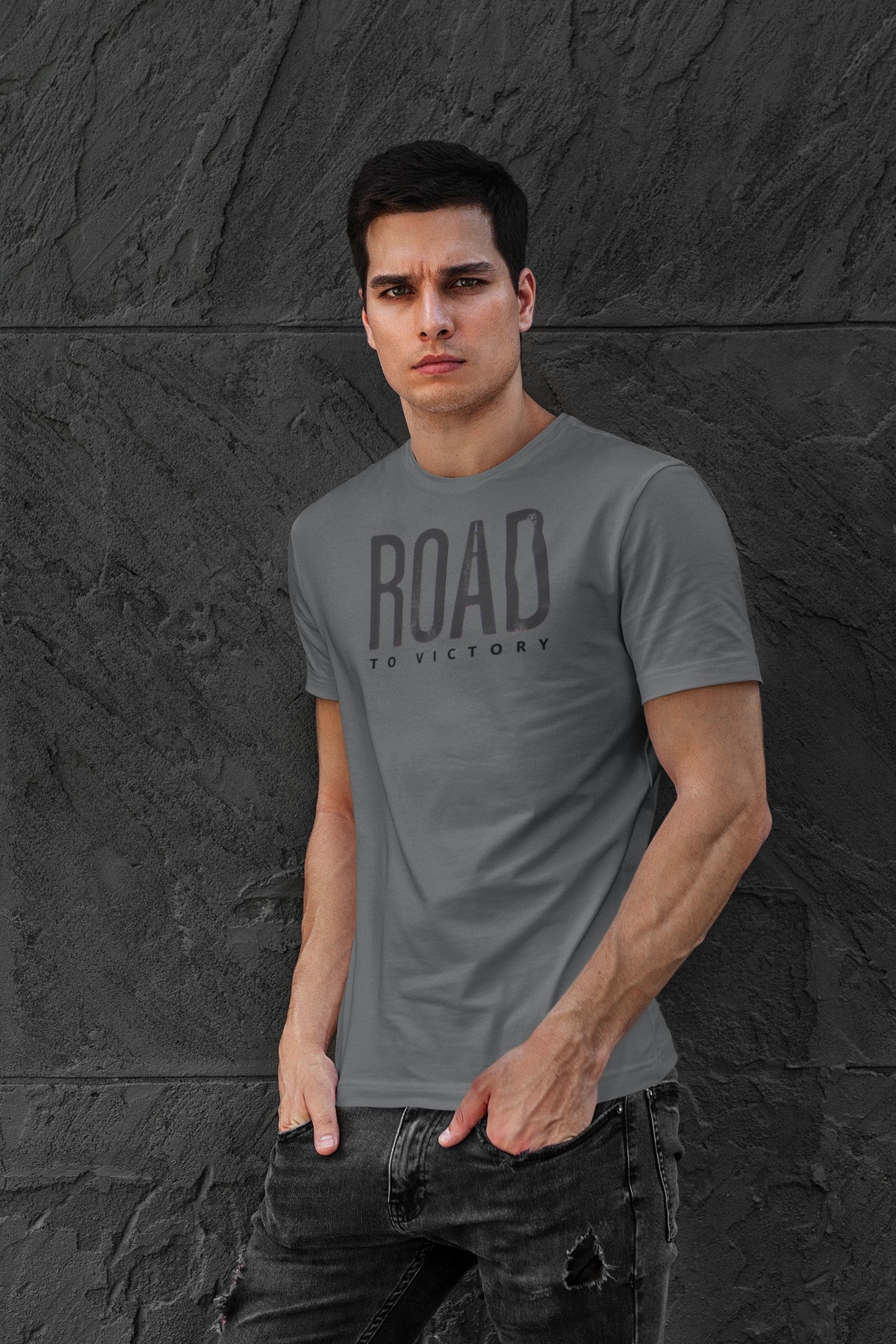 Gym T Shirt - On A Road To Victory with premium cotton Lycra. The Sports T Shirt by Strong Soul