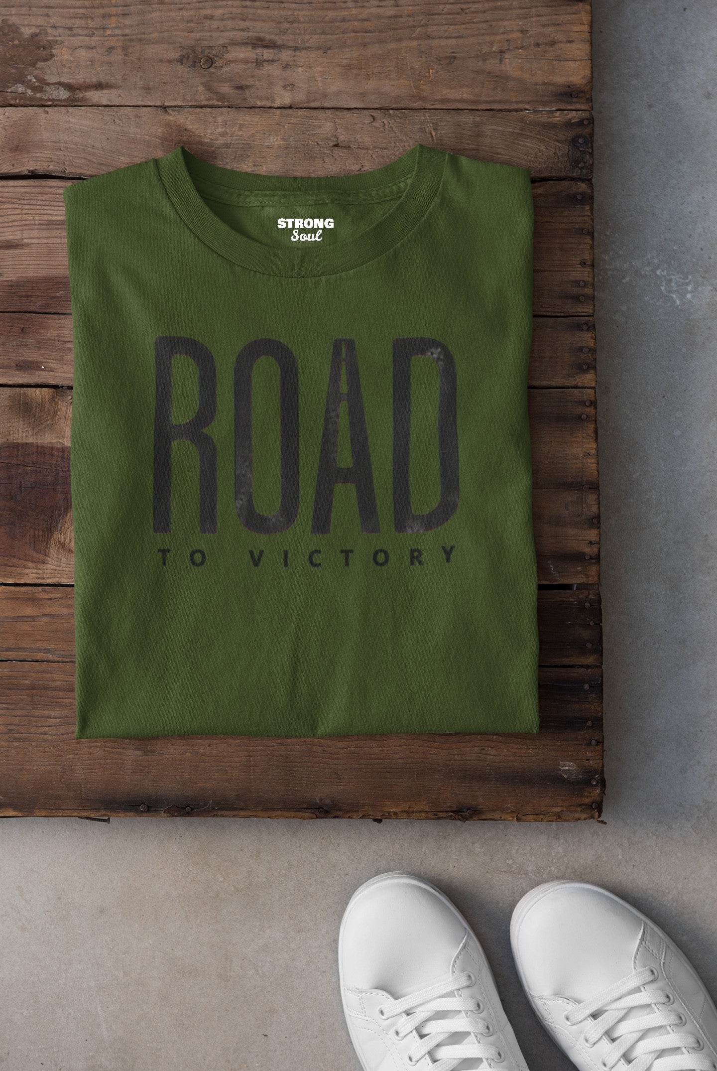 Gym T Shirt - On A Road To Victory with premium cotton Lycra. The Sports T Shirt by Strong Soul