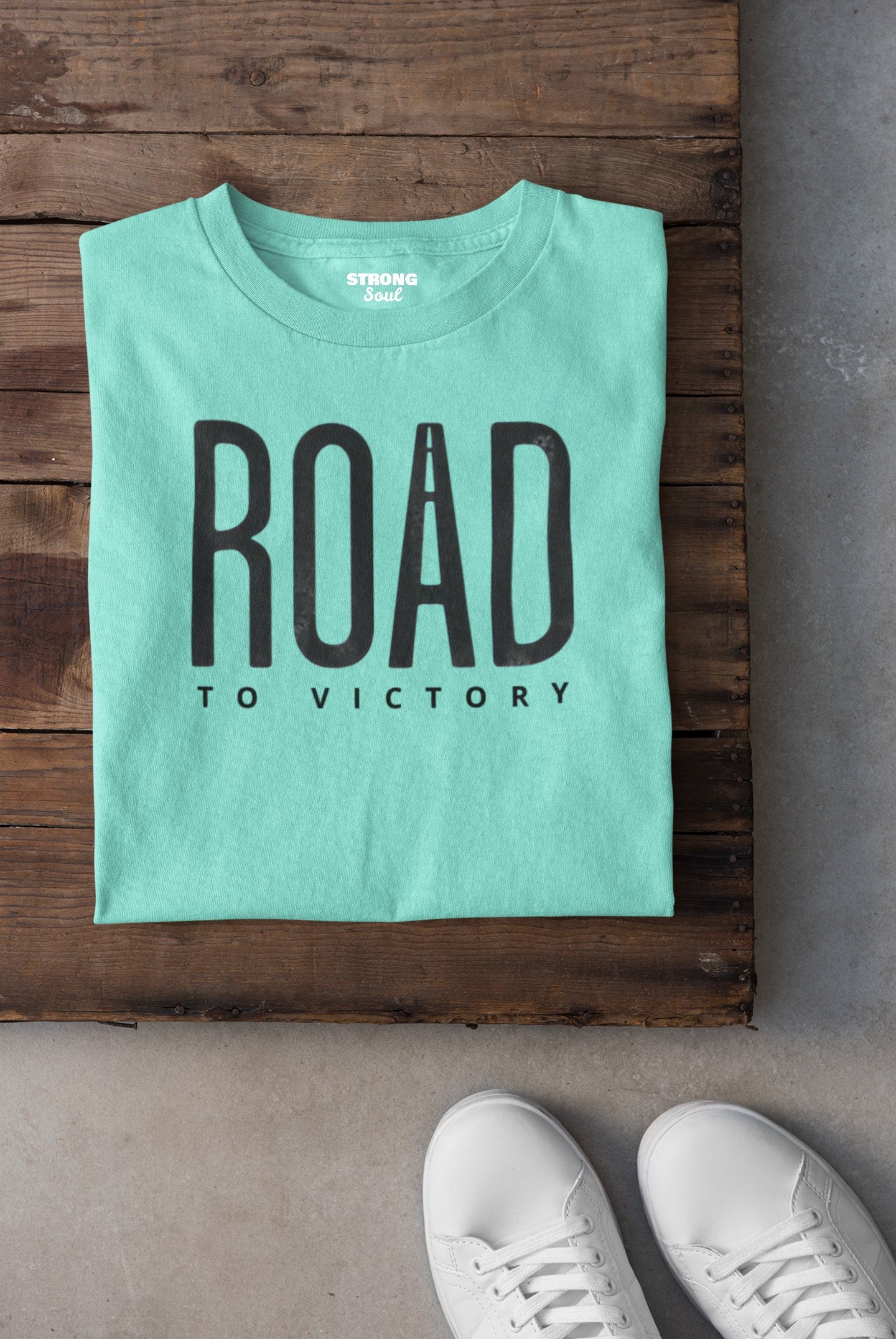 Gym T Shirt - On A Road To Victory with premium cotton Lycra. The Sports T Shirt by Strong Soul