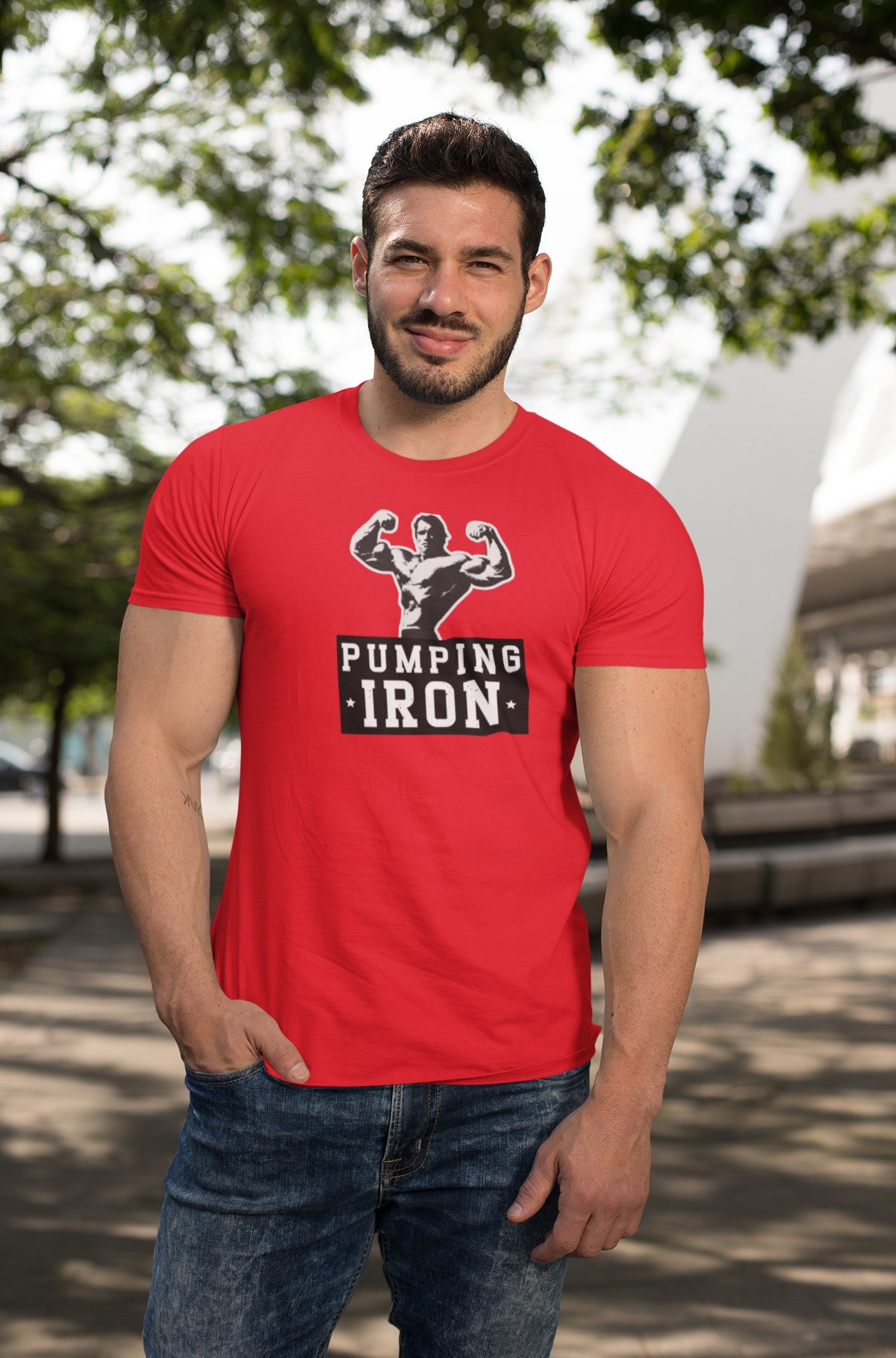 Gym T Shirt - Pumping Iron - Sports T Shirt - Strong Soul