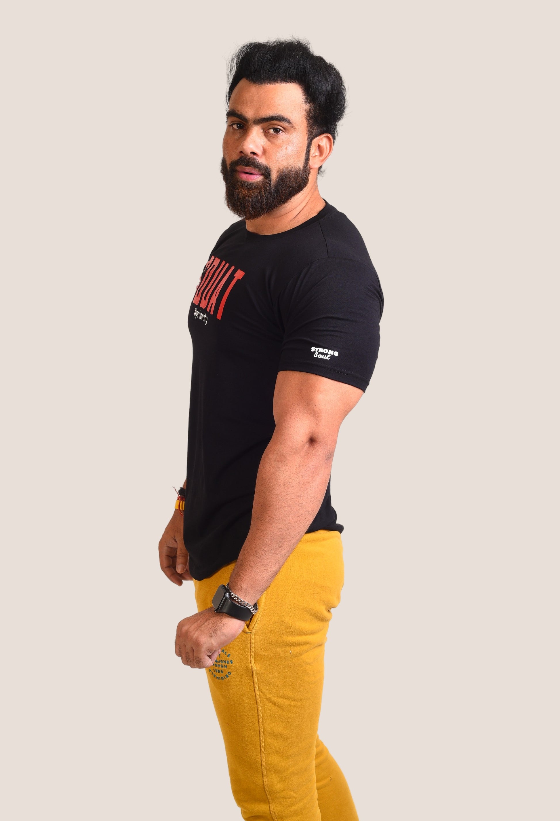 Gym T Shirt - Squat Priority - Men T-Shirt with premium cotton Lycra. The Sports T Shirt by Strong Soul