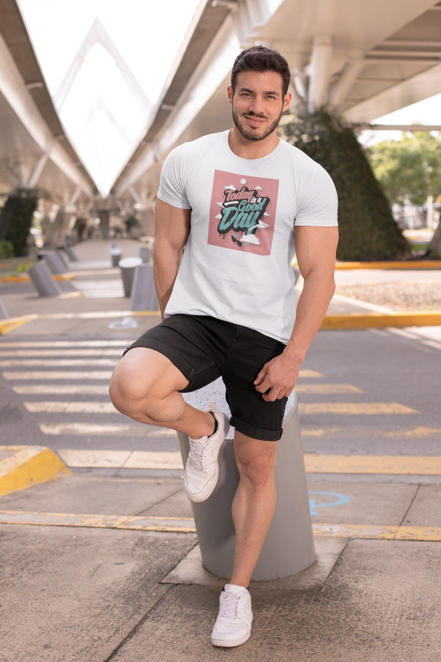 Gym T Shirt - Today Is A Good Day with premium cotton Lycra. The Sports T Shirt by Strong Soul