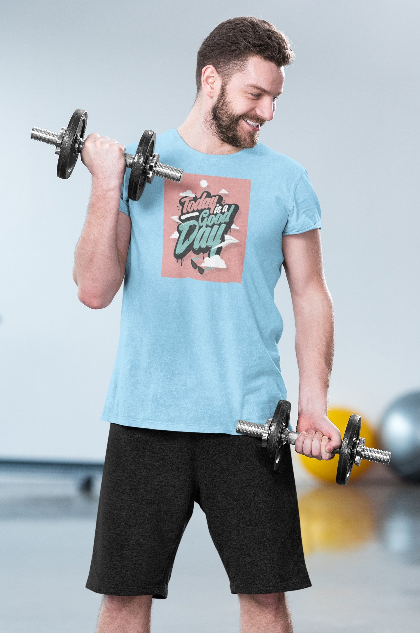 Gym T Shirt - Today Is A Good Day with premium cotton Lycra. The Sports T Shirt by Strong Soul