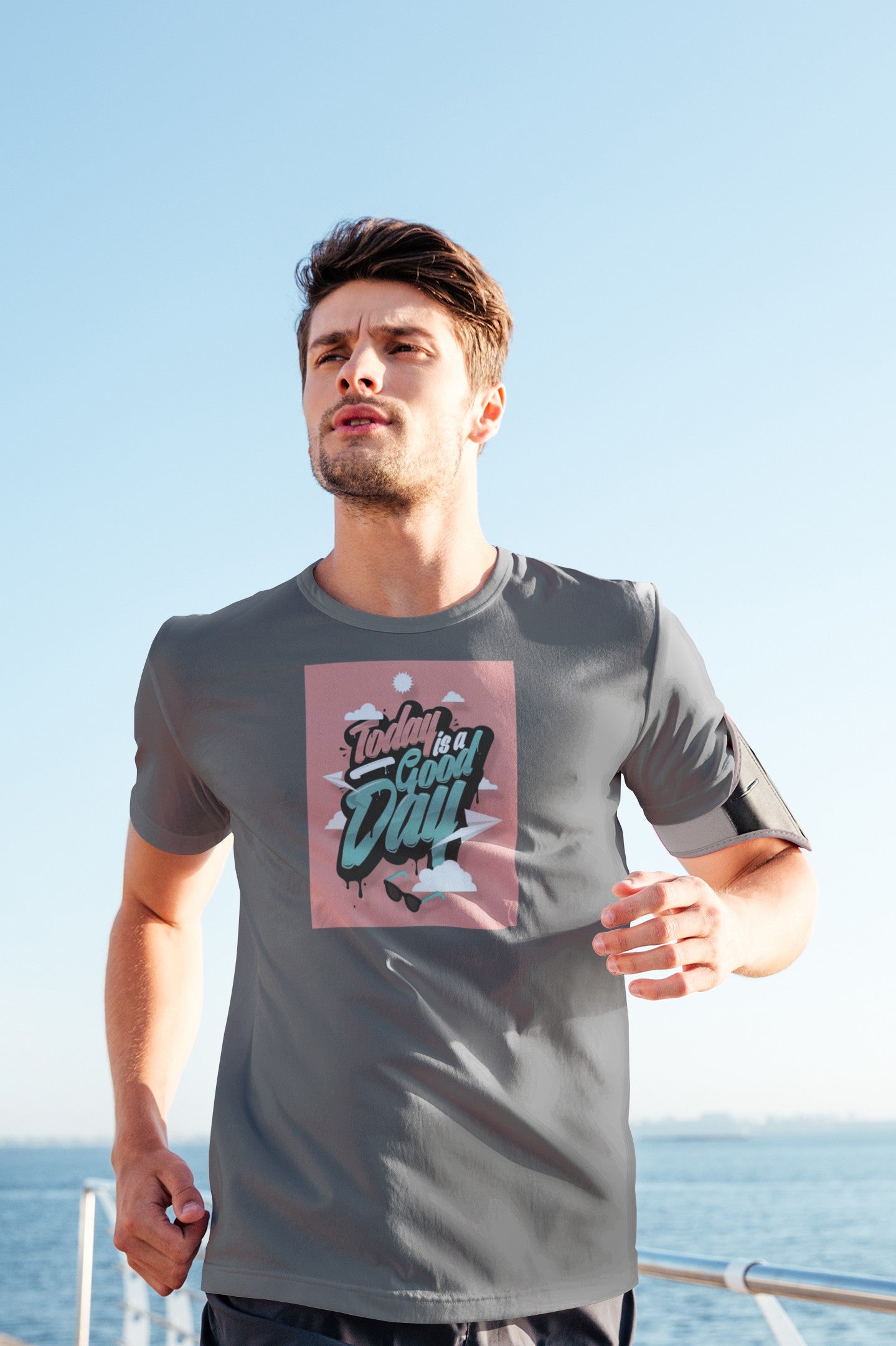 Gym T Shirt - Today Is A Good Day with premium cotton Lycra. The Sports T Shirt by Strong Soul
