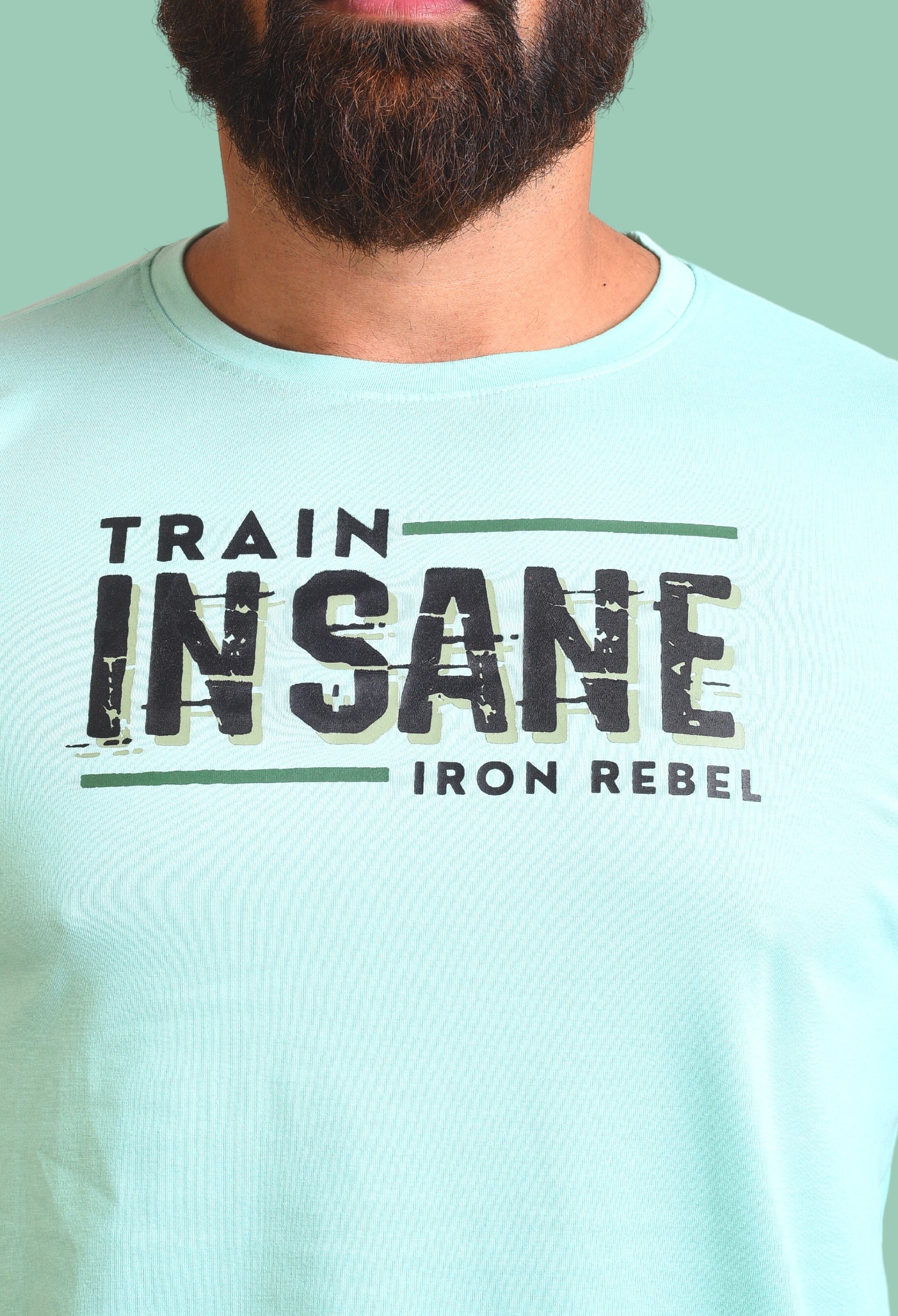 Gym T Shirt - Train Insane Iron Rebel - Men T-Shirt with premium cotton Lycra. The Sports T Shirt by Strong Soul