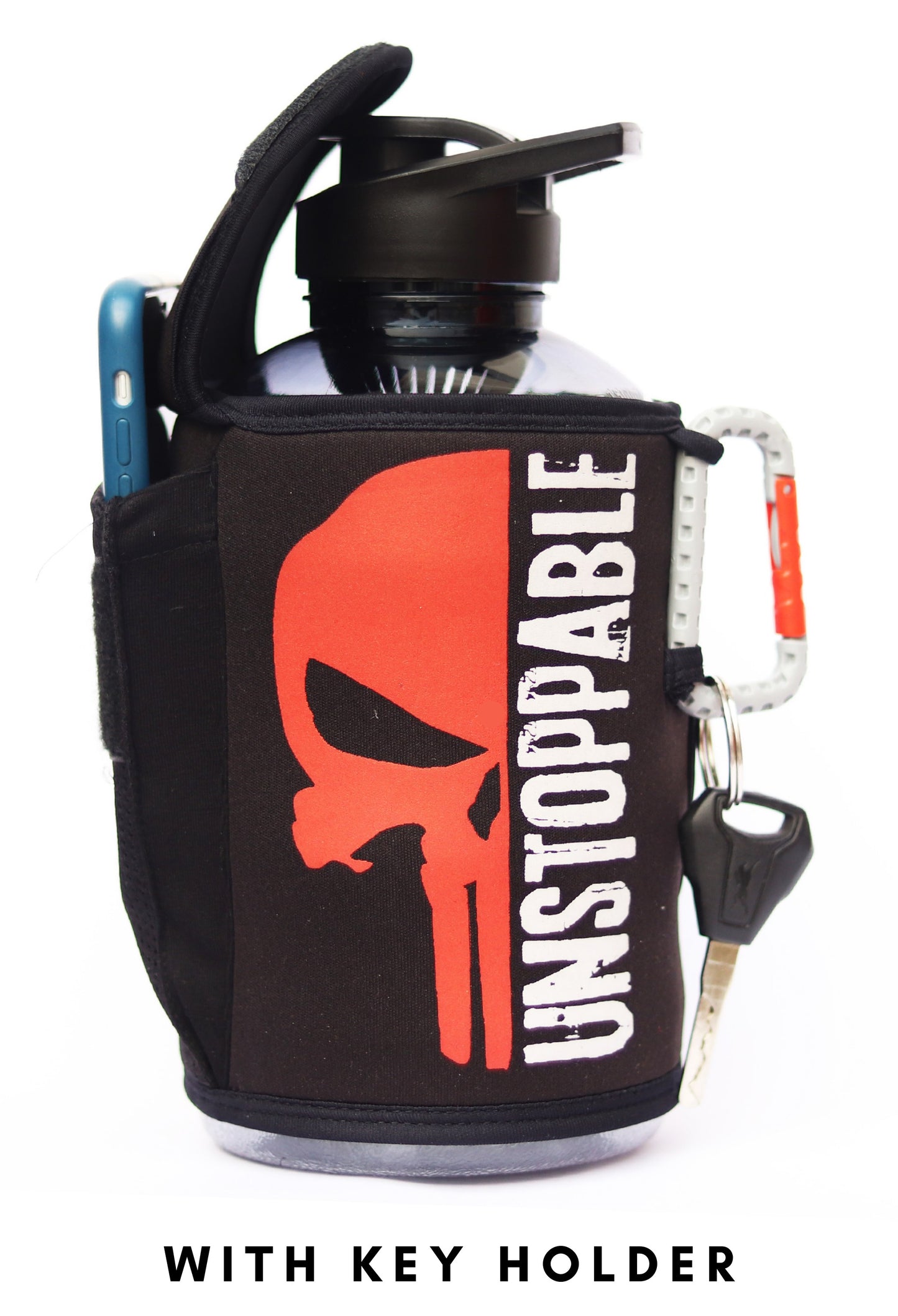 Gym bottle - Unstoppable - Gym Gallon 1.5L - With phone pocket and key holder - Strong soul