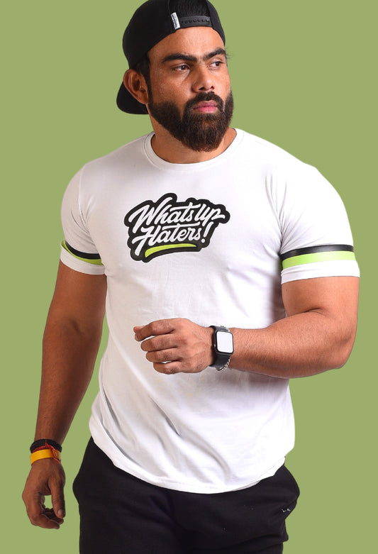 Gym T Shirt - What's Up Haters with premium cotton Lycra. The Sports T Shirt by Strong Soul